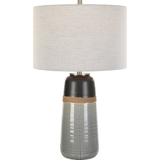 Coen Table Lamp by Uttermost in nickel. Made from steel, ceramic, fabric in a modern style.