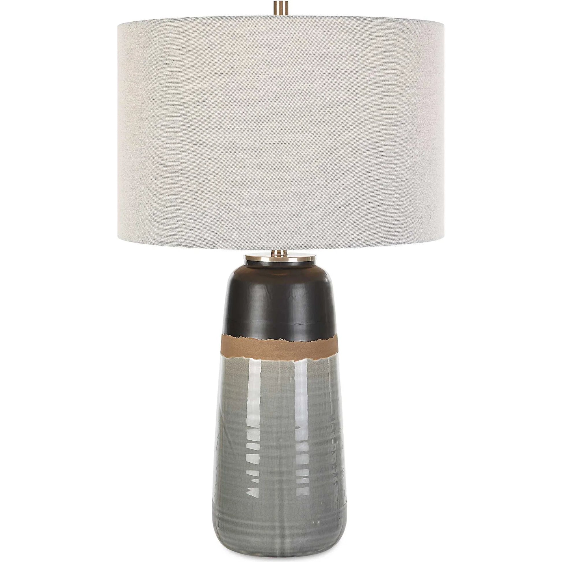 Coen Table Lamp by Uttermost in nickel. Made from steel, ceramic, fabric in a modern style.