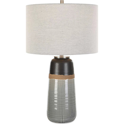 Coen Table Lamp by Uttermost in nickel. Made from steel, ceramic, fabric in a modern style.