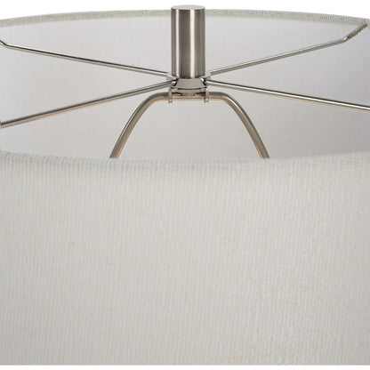 Opal Table Lamp by Uttermost in white. Made from wood, ceramic, fabric in a modern style.