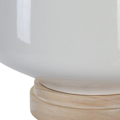 Opal Table Lamp by Uttermost in white. Made from wood, ceramic, fabric in a modern style.