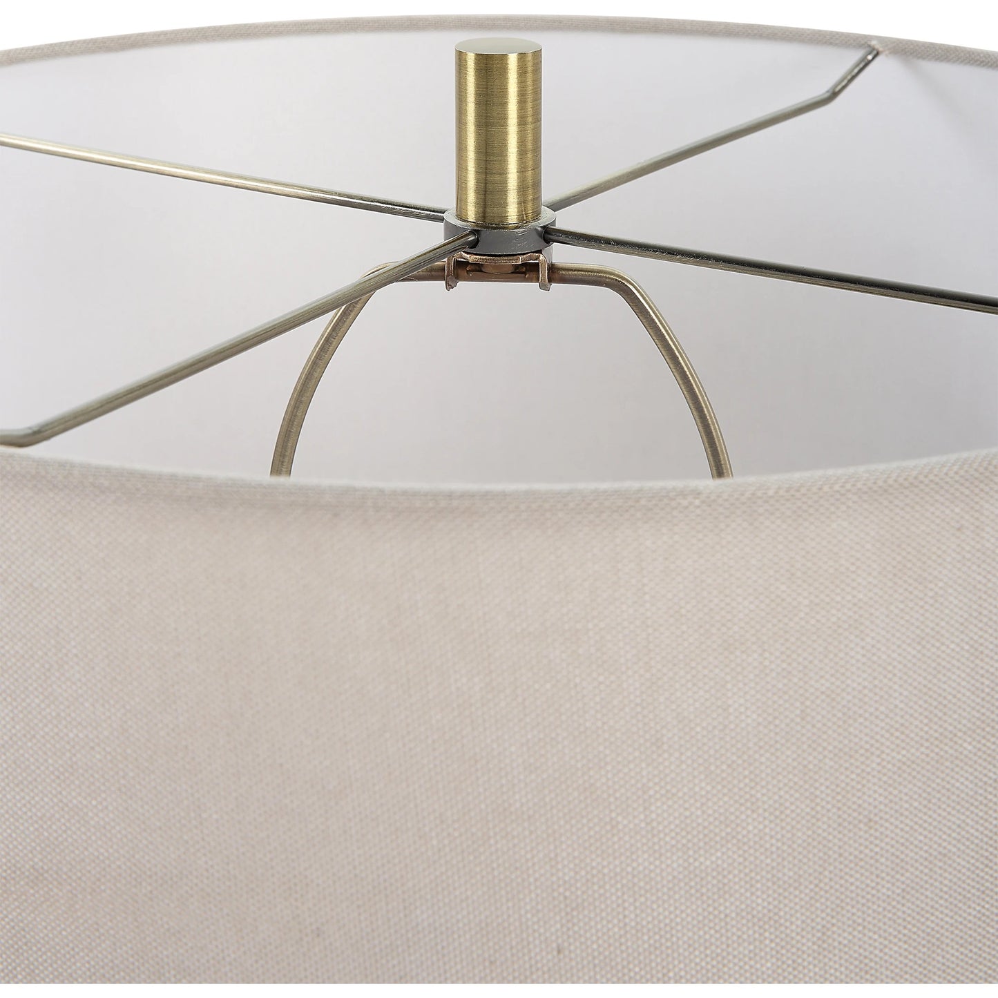005 SI-2146880 | Closeup | Gorda Ceramic Table Lamp by Uttermost in bronze. Made from steel, ceramic, fabric in a modern style.