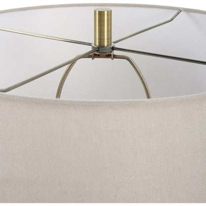 Gorda Ceramic Table Lamp by Uttermost in bronze. Made from steel, ceramic, fabric in a modern style.