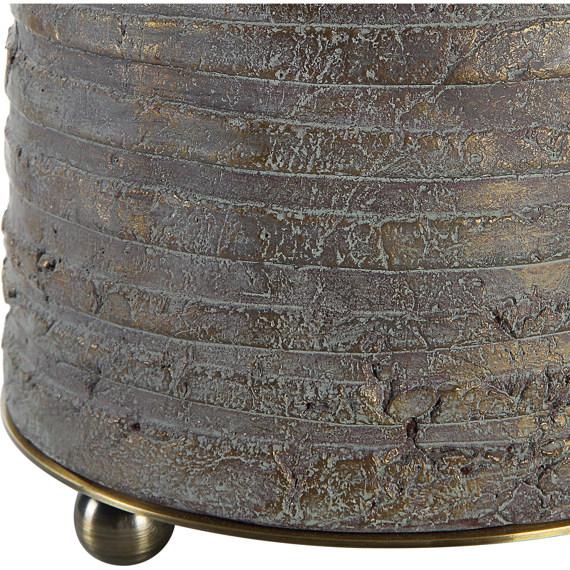 Gorda Ceramic Table Lamp by Uttermost in bronze. Made from steel, ceramic, fabric in a modern style.