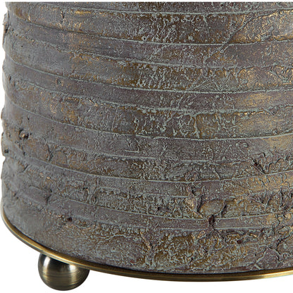 Gorda Ceramic Table Lamp by Uttermost in bronze. Made from steel, ceramic, fabric in a modern style.
