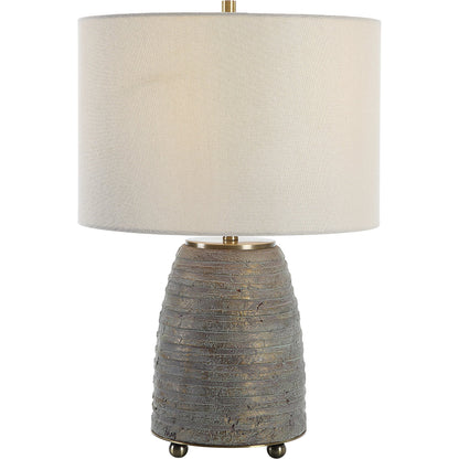 Gorda Ceramic Table Lamp by Uttermost in bronze. Made from steel, ceramic, fabric in a modern style.