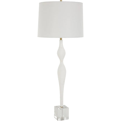 Helena Slender Table Lamp by Uttermost in brass. Made from ceramic, crystal, iron, fabric in a modern style.