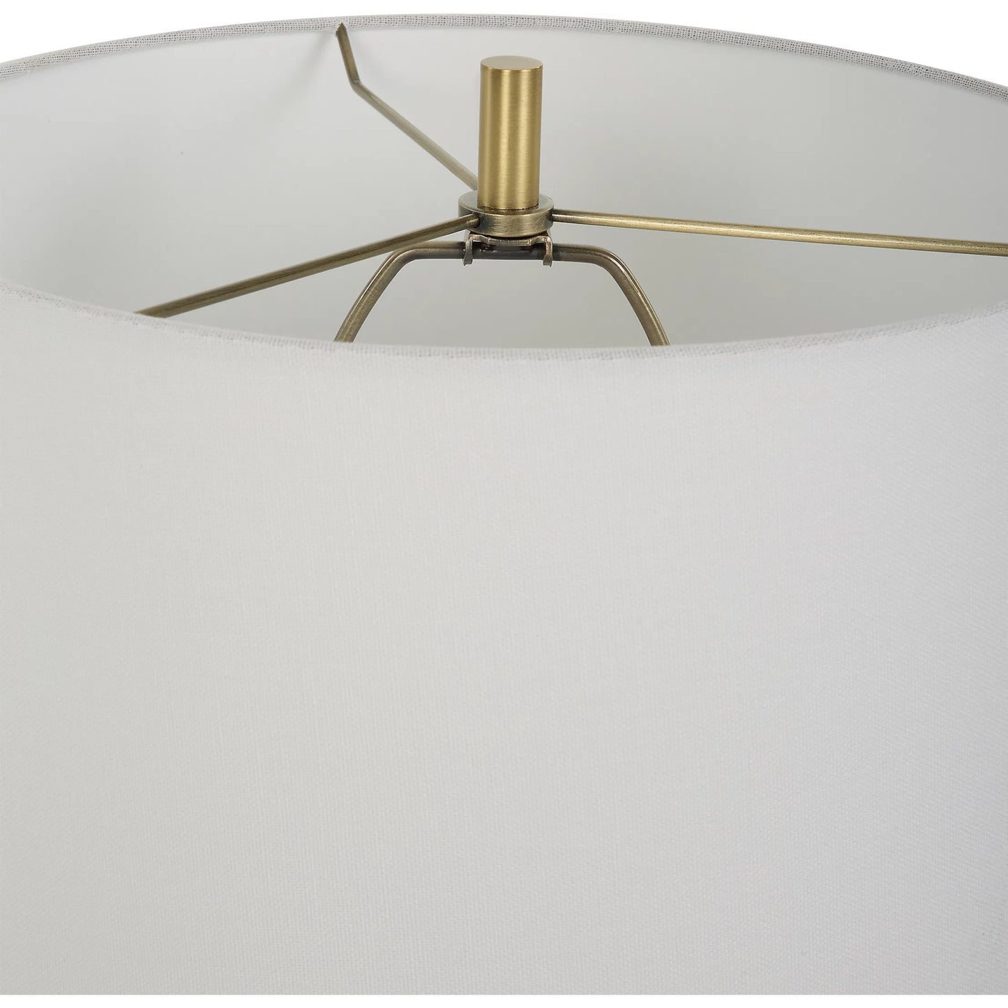 004 SI-2262362 | Closeup | Helena Slender Table Lamp by Uttermost in brass. Made from ceramic, crystal, iron, fabric in a modern style.