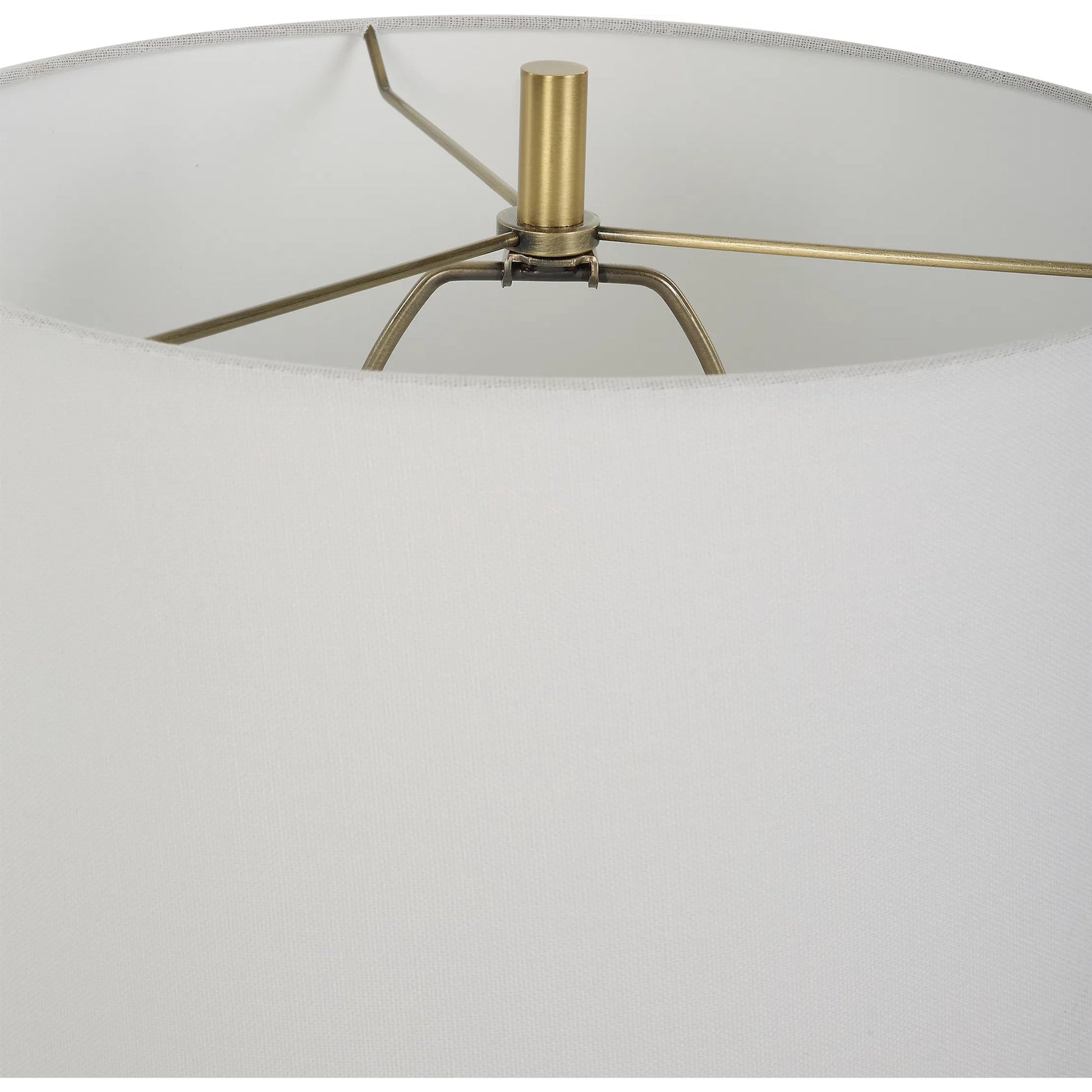 Helena Slender Table Lamp by Uttermost in brass. Made from ceramic, crystal, iron, fabric in a modern style.