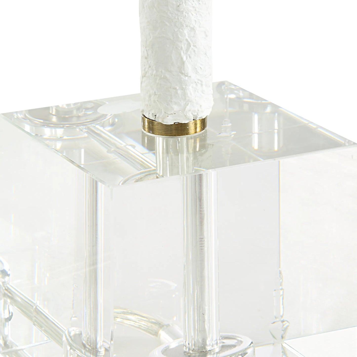 006 SI-2262362 | Closeup | Helena Slender Table Lamp by Uttermost in brass. Made from ceramic, crystal, iron, fabric in a modern style.