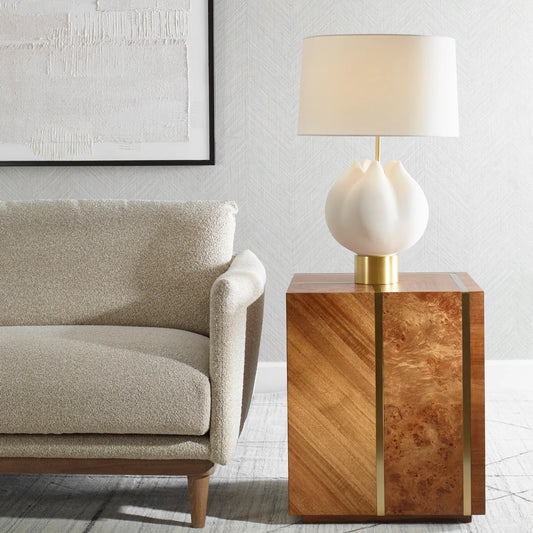 In Bloom Table Lamp by Uttermost in brass. Made from porcelain, fabric, steel in a unique style.