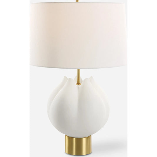 In Bloom Table Lamp by Uttermost in brass. Made from porcelain, fabric, steel in a unique style.
