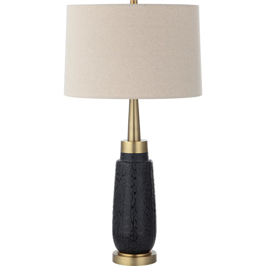 Spyglass Grain Table Lamp by Uttermost in brass. Made from glass, iron, fabric in a unique style.