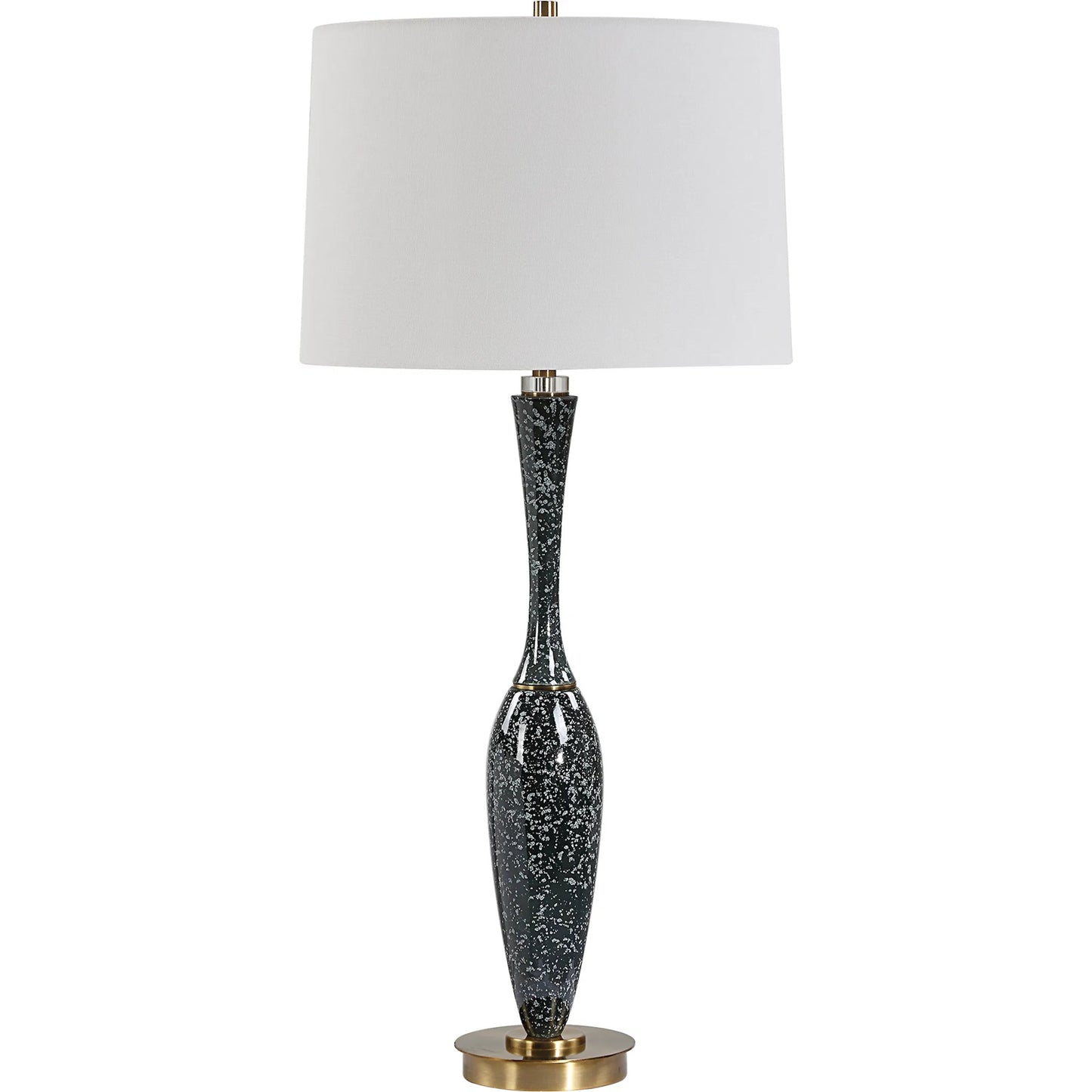 001 SI-2262369 | Primary Silo | Remy Table Lamp by Uttermost in dark navy. Made from ceramic, iron, fabric, acrylic in a eclectic & global style.