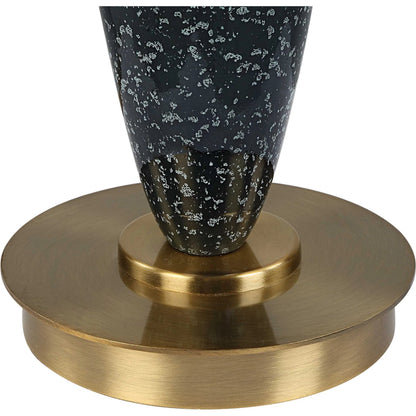 Remy Table Lamp by Uttermost in dark navy. Made from ceramic, iron, fabric, acrylic in a eclectic & global style.