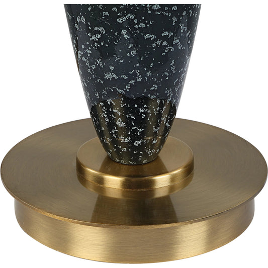 Remy Table Lamp by Uttermost in dark navy. Made from ceramic, iron, fabric, acrylic in a unique style.