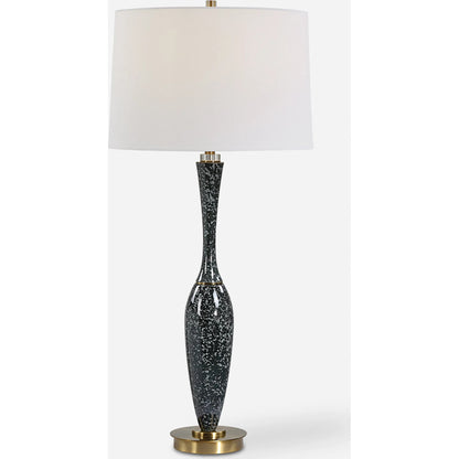 Remy Table Lamp by Uttermost in dark navy. Made from ceramic, iron, fabric, acrylic in a eclectic & global style.