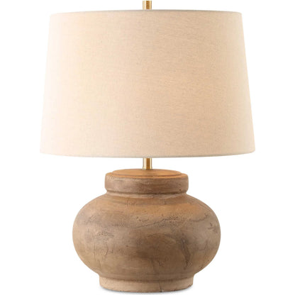 Urbino Aged Terracotta Table Lamp by Uttermost in brass. Made from steel, terracotta with antique, fabri in a traditional style.