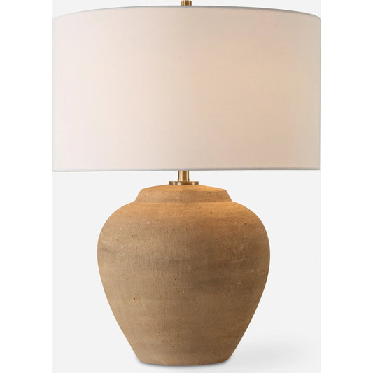 Treviso Terracotta Table Lamp by Uttermost in brass. Made from steel, terracotta with antique, fabri in a unique style.