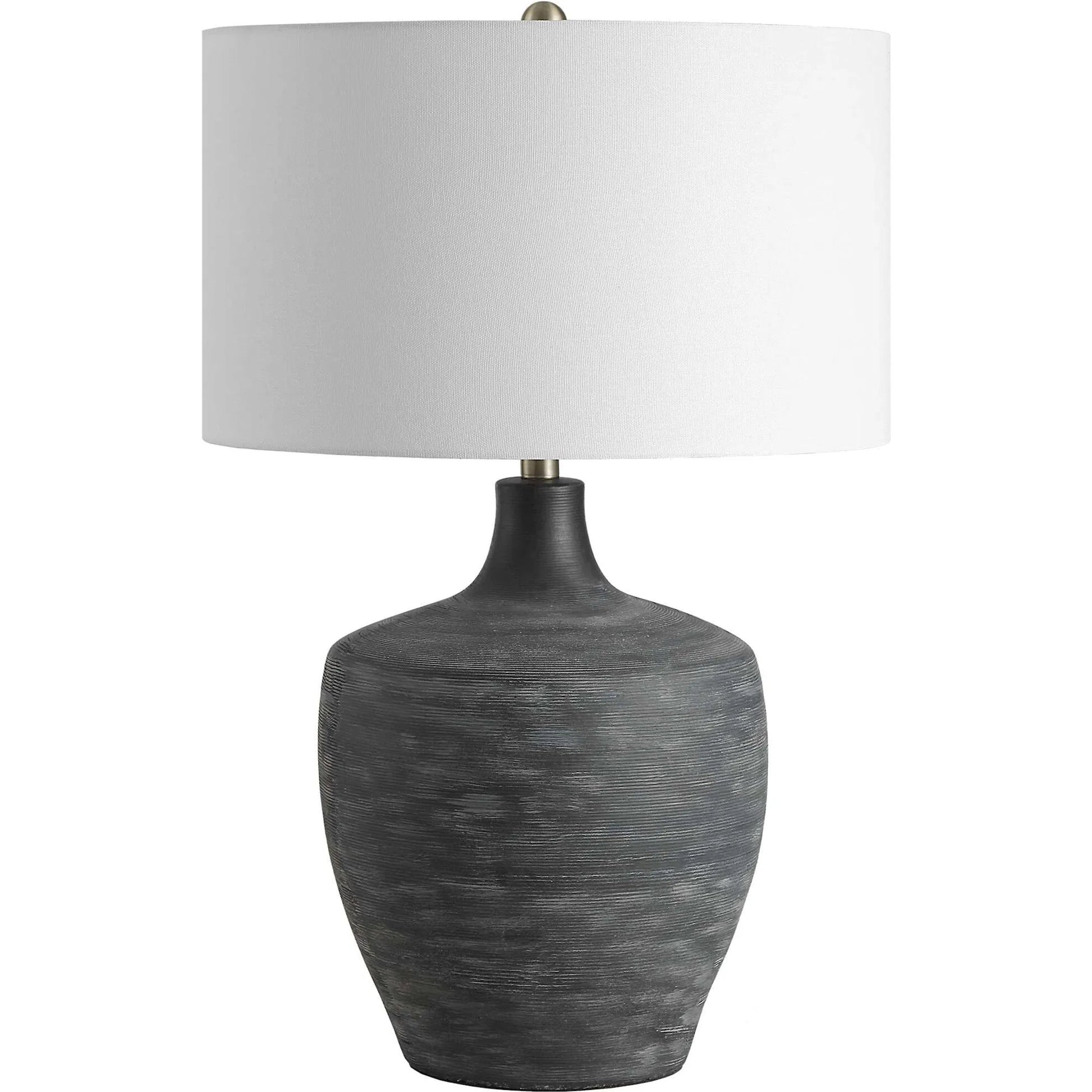 Graphite Ribbed Table Lamp by Uttermost in brass. Made from ceramic, fabric, metal in a unique style.