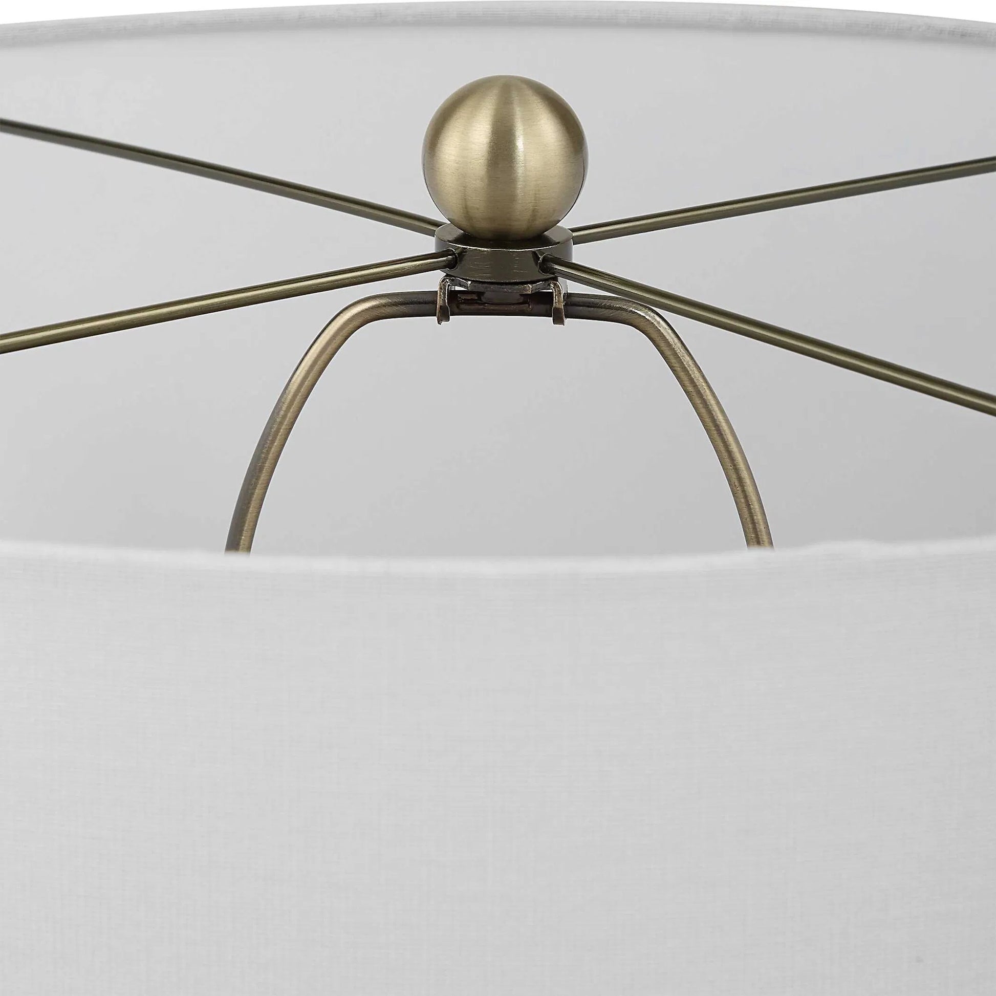Graphite Ribbed Table Lamp by Uttermost in brass. Made from ceramic, fabric, metal in a unique style.