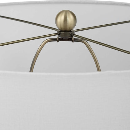 Graphite Ribbed Table Lamp by Uttermost in brass. Made from ceramic, fabric, metal in a unique style.