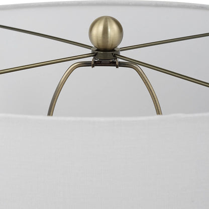 Graphite Ribbed Table Lamp by Uttermost in brass. Made from ceramic, fabric, metal in a unique style.