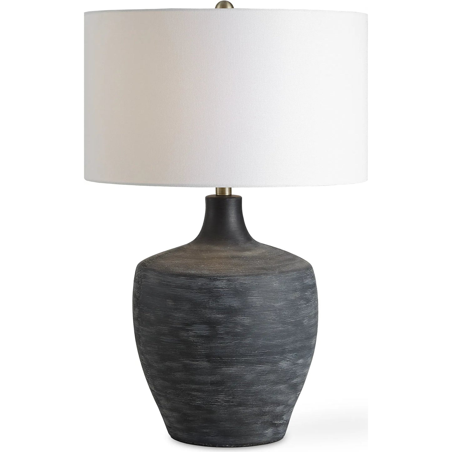 001 SI-2262404 | Primary Silo | Graphite Ribbed Table Lamp by Uttermost in brass. Made from ceramic, fabric, metal in a unique style.
