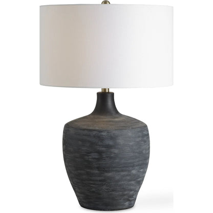Graphite Ribbed Table Lamp by Uttermost in brass. Made from ceramic, fabric, metal in a unique style.