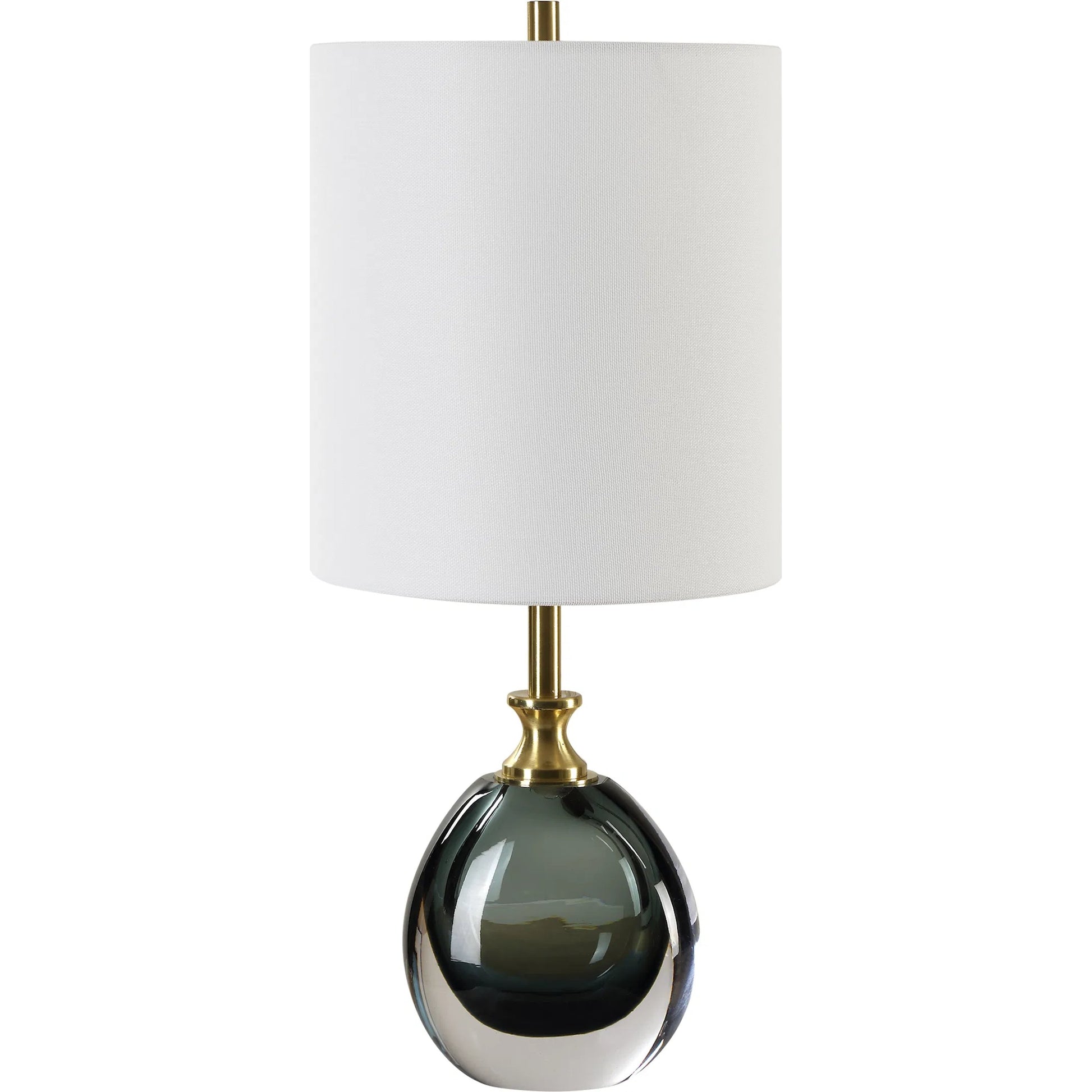 Enigma Glass Buffet Lamp by Uttermost in brass. Made from colored glaze glass, metal, fabric in a eclectic & global style.
