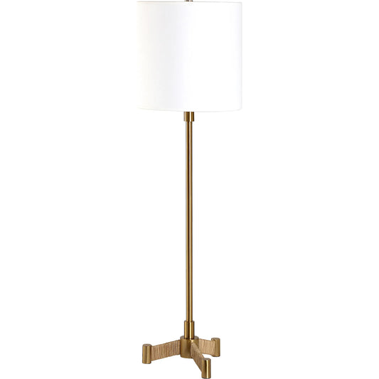 Lautoka Buffet Lamp by Uttermost in brass. Made from steel, rattan, fabric in a unique style.