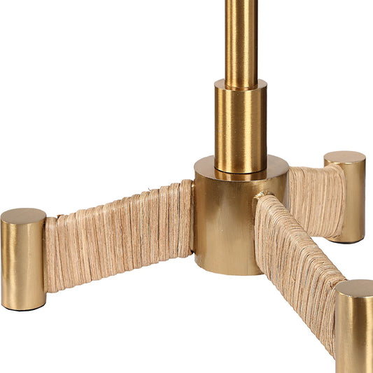 Lautoka Buffet Lamp by Uttermost in brass. Made from steel, rattan, fabric in a unique style.