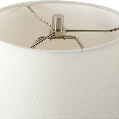 Carafe Ceramic Table Lamp by Uttermost in nickel. Made from steel, ceramic, fabric in a modern style.