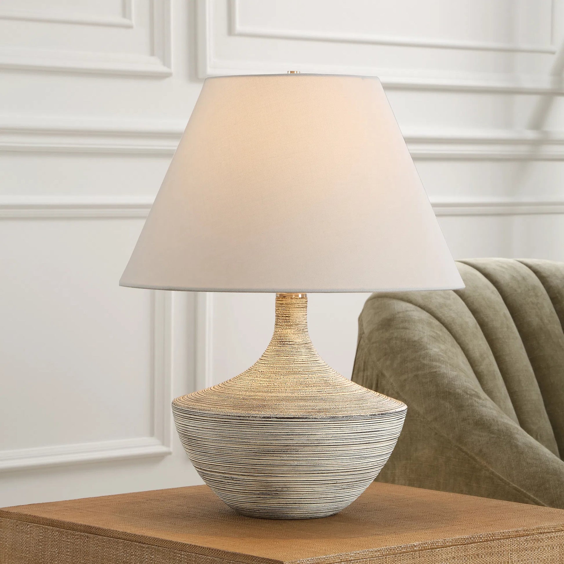 Carafe Ceramic Table Lamp by Uttermost in nickel. Made from steel, ceramic, fabric in a modern style.