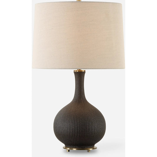 Rimini Glaze Table Lamp by Uttermost in brass. Made from steel, ceramic, fabric in a unique style.