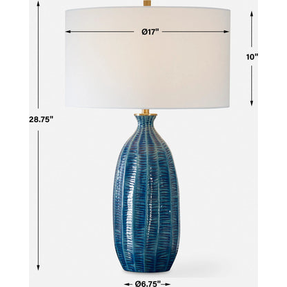 Bixby Table Lamp by Uttermost in brass. Made from ceramic, fabric, metal in a eclectic & global style.