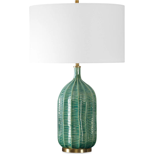 Bixby Table Lamp by Uttermost in brass. Made from ceramic, fabric, metal in a unique style.