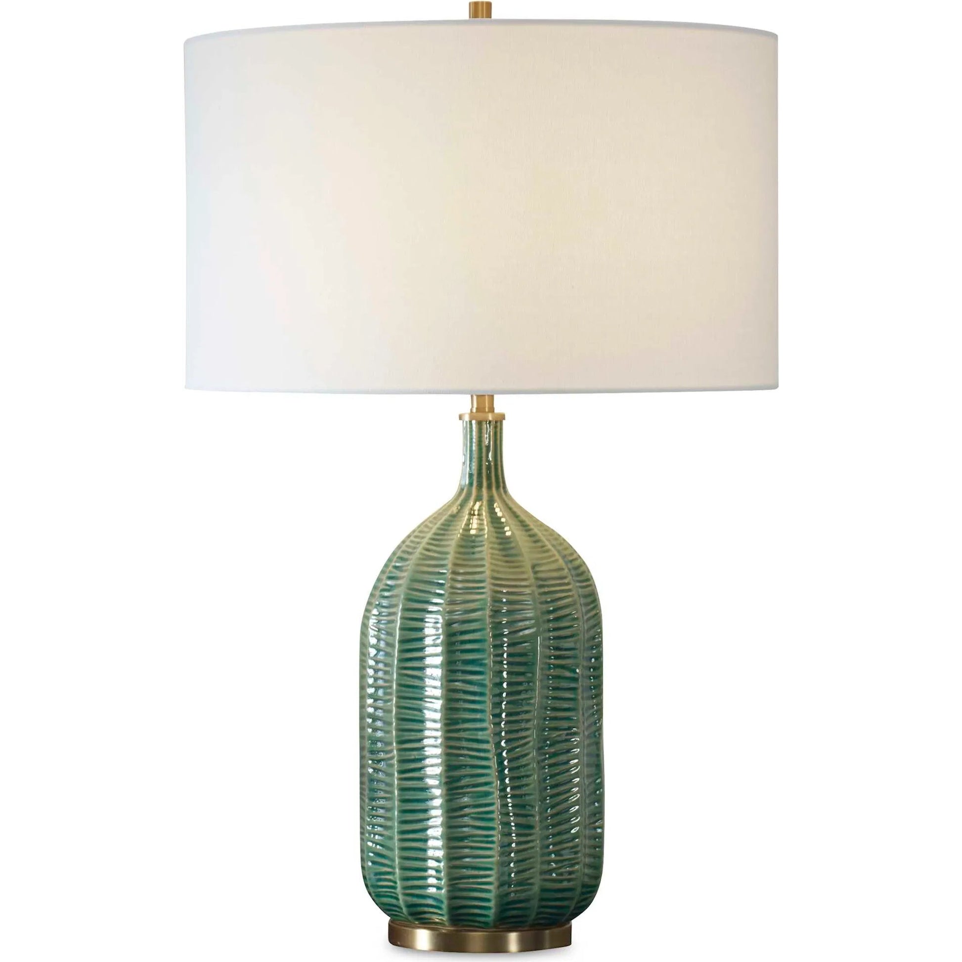 Bixby Table Lamp by Uttermost in brass. Made from ceramic, fabric, metal in a eclectic & global style.