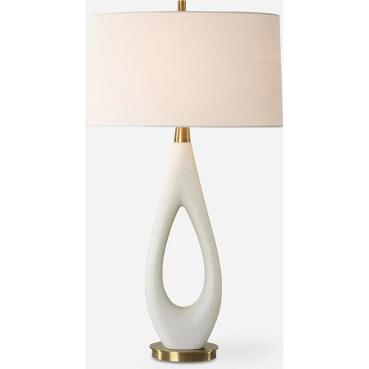 Promenade Table Lamp by Uttermost in brass. Made from steel, rice stone, fabric in a unique style.