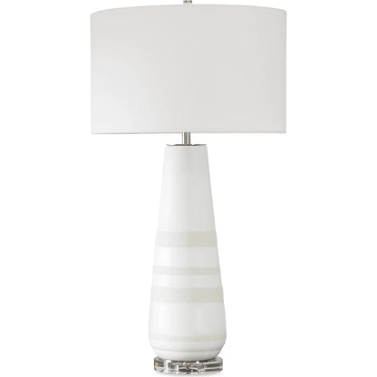 Santino Crackled Table Lamp by Uttermost in nickel. Made from ceramic, fabric, metal in a unique style.