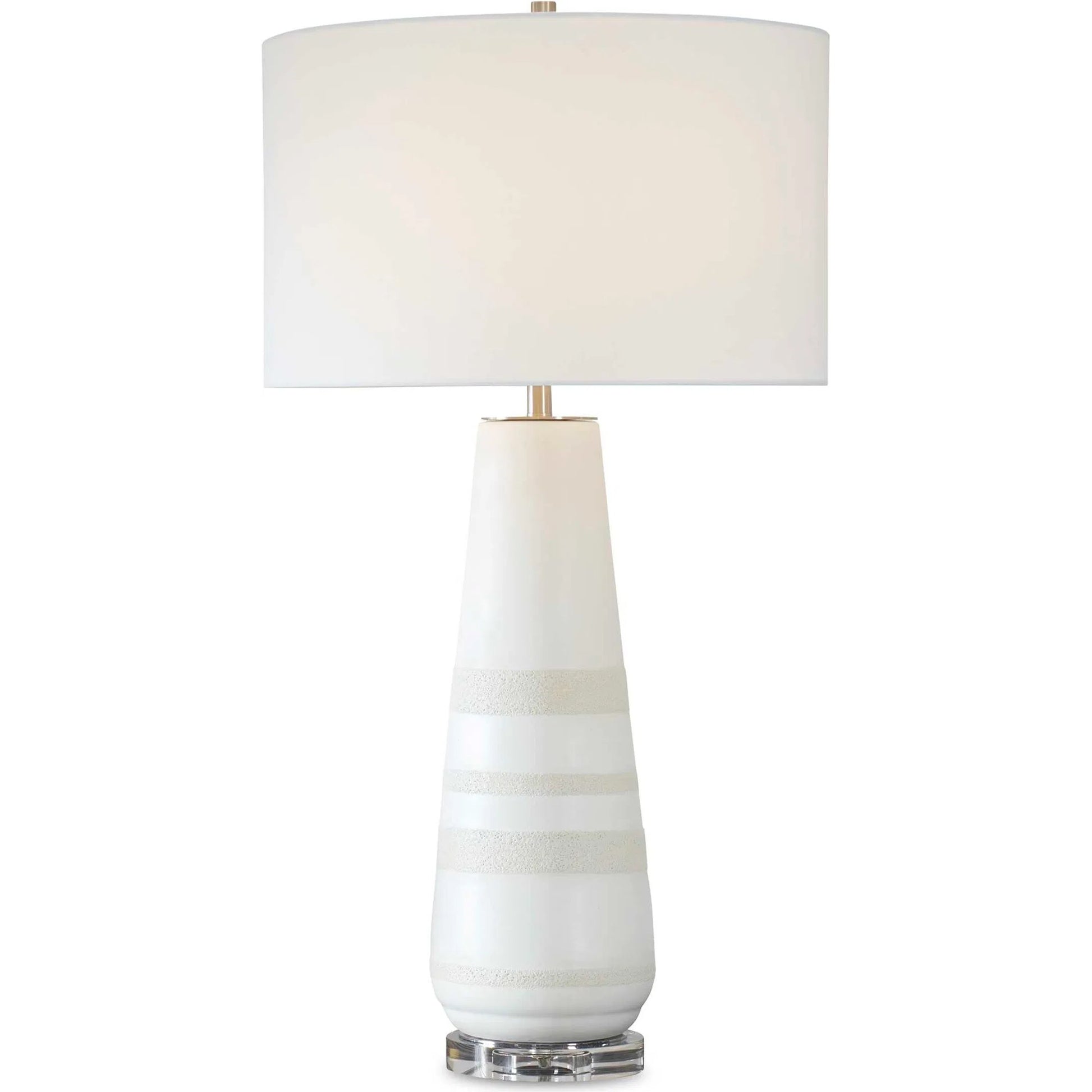Santino Crackled Table Lamp by Uttermost in nickel. Made from ceramic, fabric, metal in a transitional style.