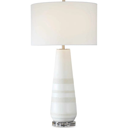 Santino Crackled Table Lamp by Uttermost in nickel. Made from ceramic, fabric, metal in a transitional style.