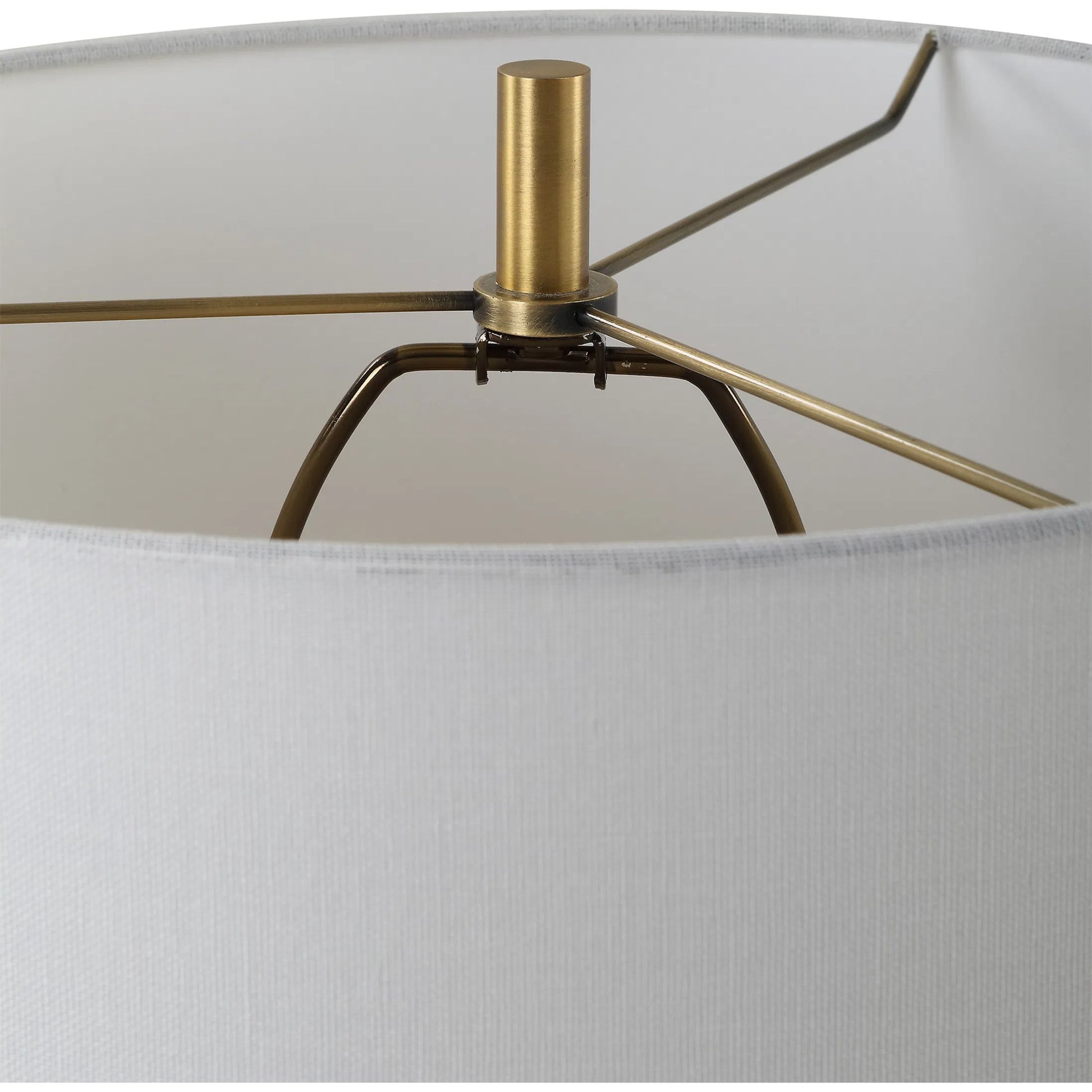 Unify Alabaster Table Lamp by Uttermost in brass. Made from alabaster, iron, fabric in a modern style.