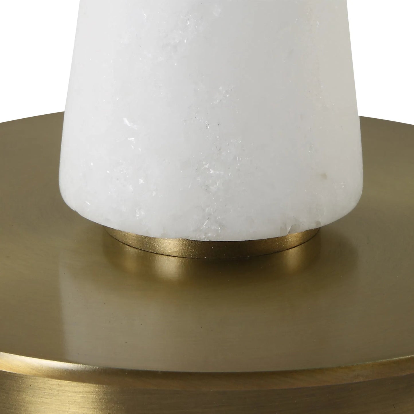 003 SI-2262391 | Closeup | Unify Alabaster Table Lamp by Uttermost in brass. Made from alabaster, iron, fabric in a modern style.