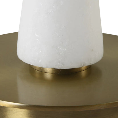 Unify Alabaster Table Lamp by Uttermost in brass. Made from alabaster, iron, fabric in a modern style.