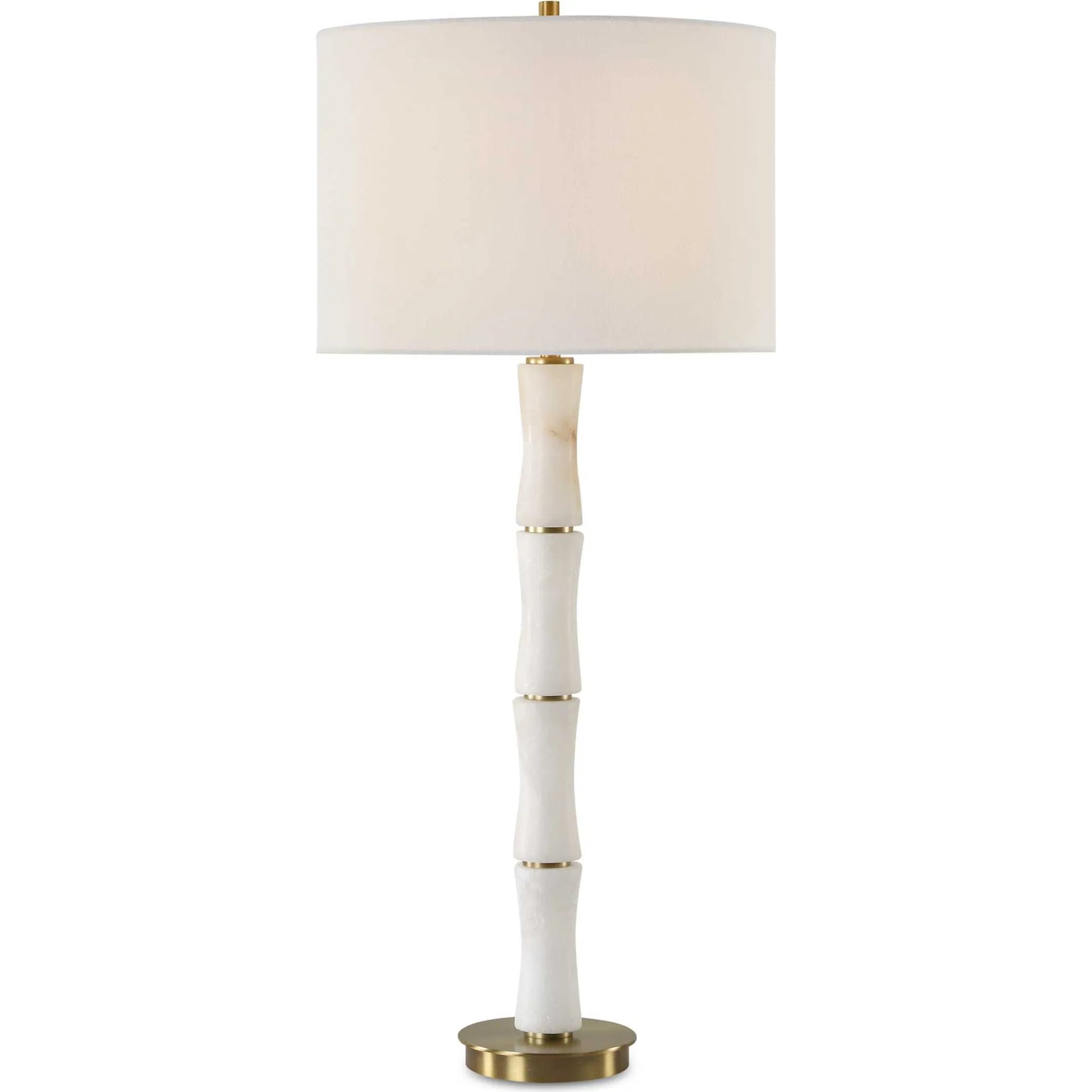Unify Alabaster Table Lamp by Uttermost in brass. Made from alabaster, iron, fabric in a modern style.