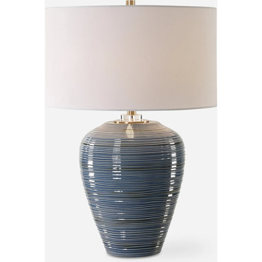 Moher Glossy Table Lamp by Uttermost in brass. Made from ceramic, crystal, iron, fabric in a unique style.