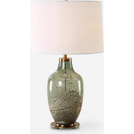 Chianti Olive Glass Table Lamp by Uttermost in bronze. Made from glass, iron, fabric in a unique style.