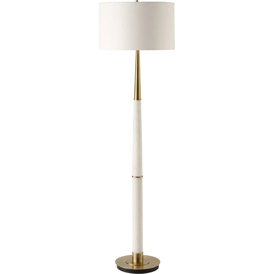 Faro Floor Lamp by Uttermost in brass. Made from iron, marble, fabric in a unique style.