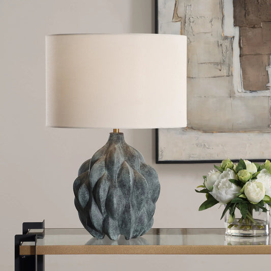 Whitecap Ceramic Table Lamp by Uttermost in bronze. Made from ceramic, iron, fabric in a unique style.